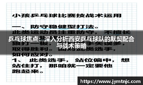 乒乓球焦点：深入分析西安乒乓球队的默契配合与战术策略